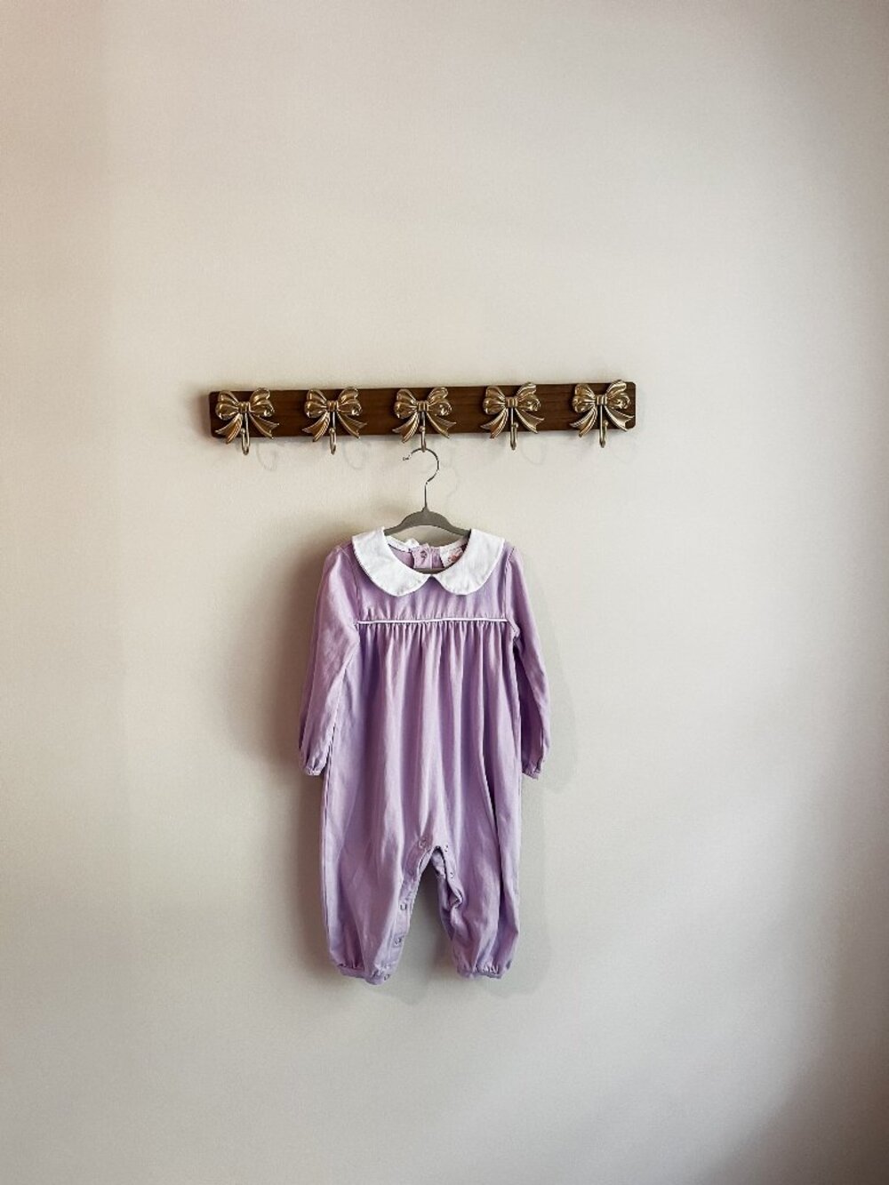 Stitchy Fish 24M Purple Romper with White Collar